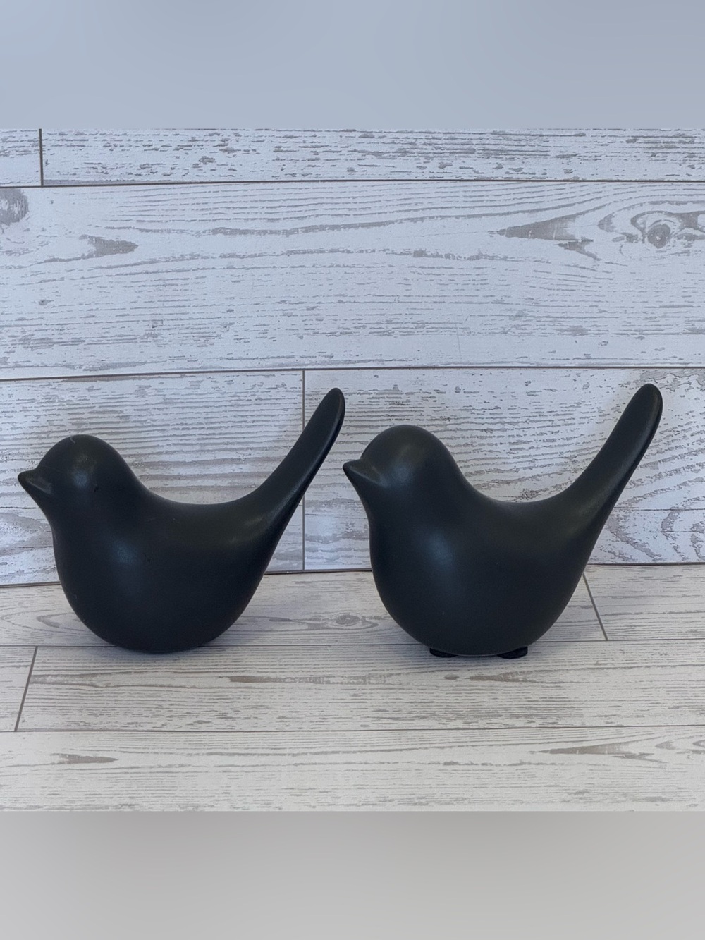 Black Ceramic Small Bird Figurines- Set of 2